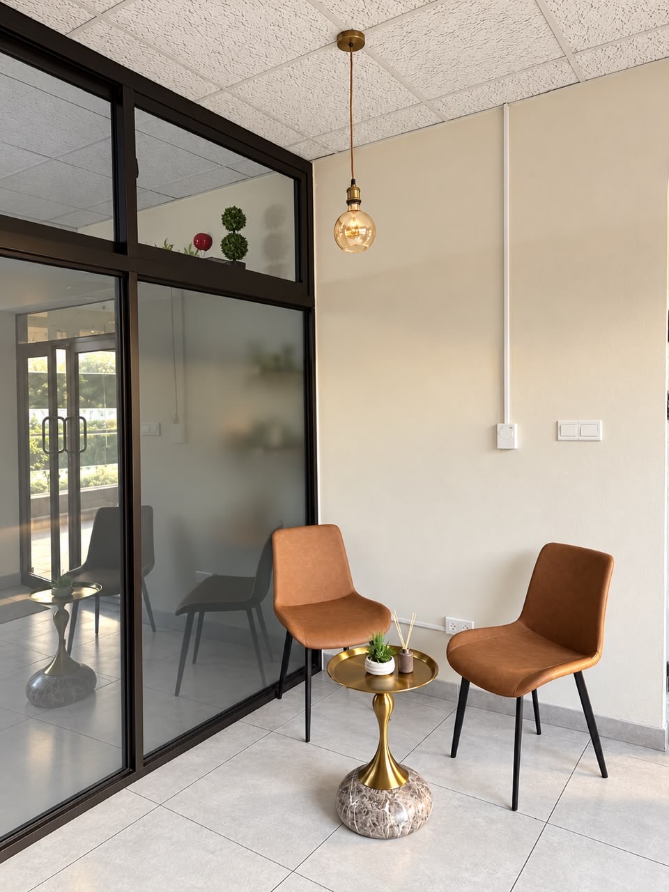 A waiting area at the ZETA & Co office